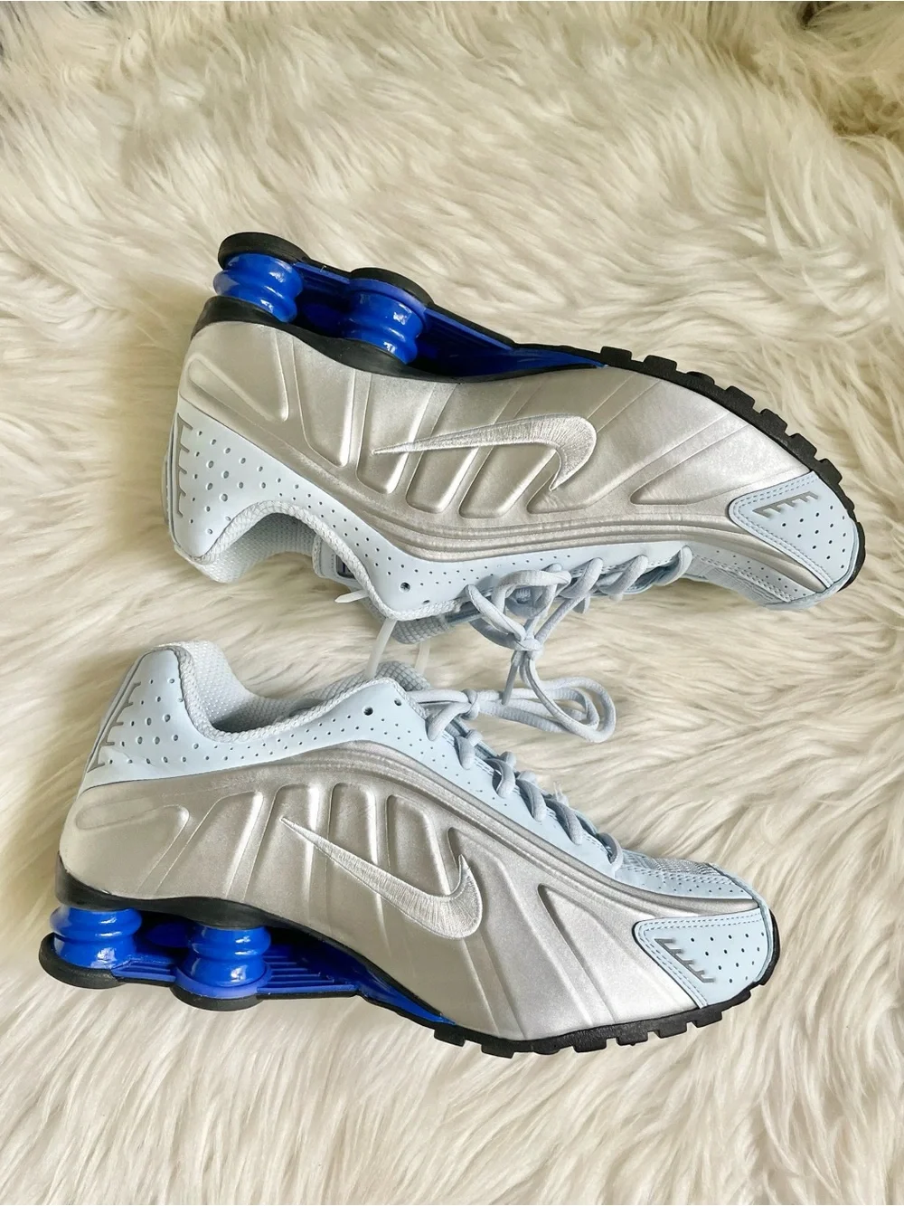 Nike Shox R4 Blue Tint Metallic Silver Y2K AR3565-402 Womens 9.5 Sneakers NWOB